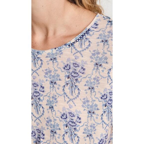 LoveShackFancy Calix Tee in Blue Frosted Shores Floral Print size Small - Picture 3 of 10